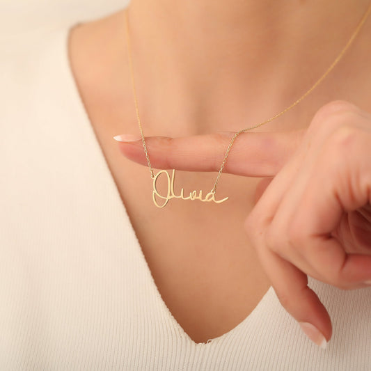 14K Solid Gold Name Necklace, Personalized Name Necklace, 14K Real Gold Name Necklace, Name Necklace Gold, Gift for Her, Christmas Gift