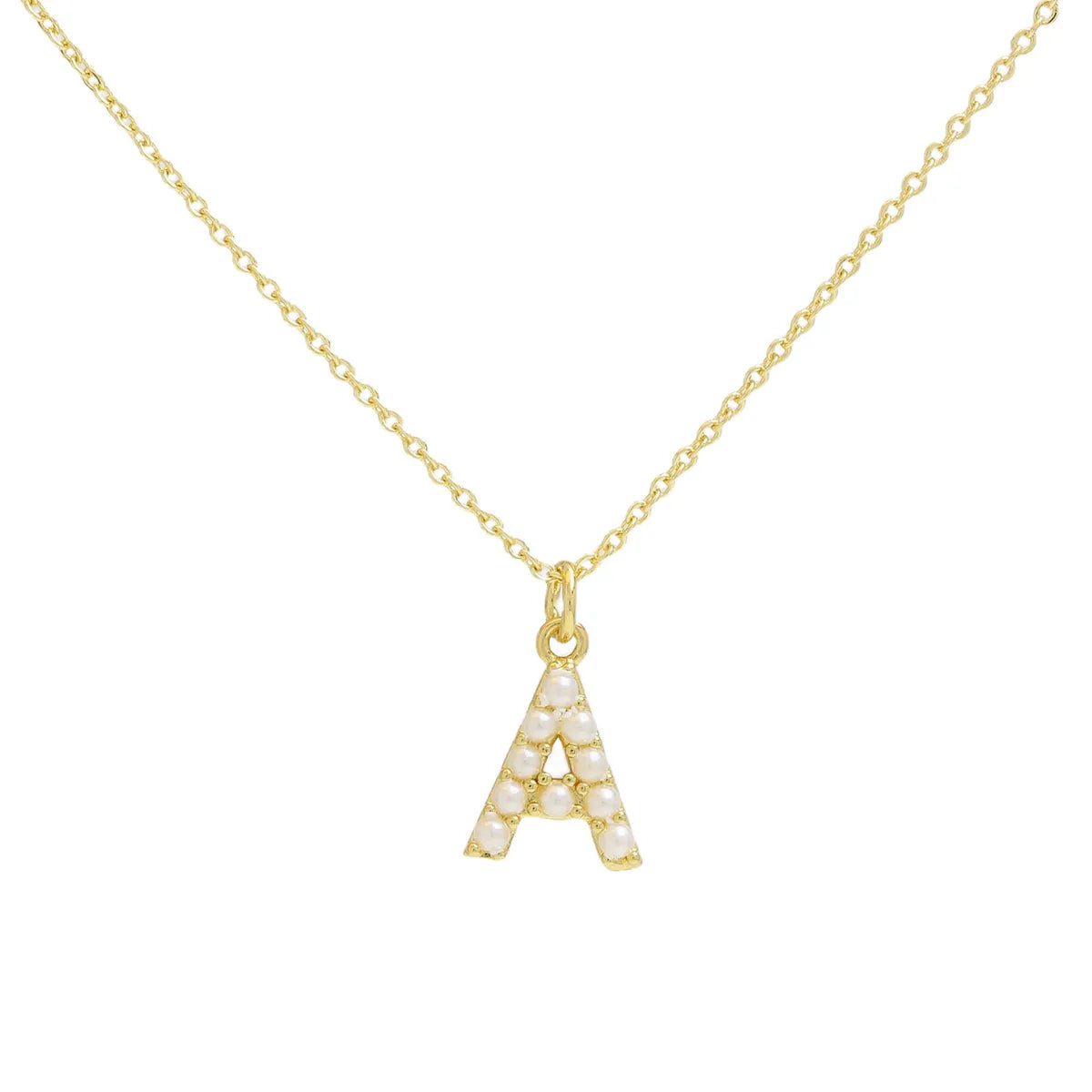 Imitation Pearl Brass 18K Gold Plated Simple Style Classic Style Plating Letter Pendant Necklace