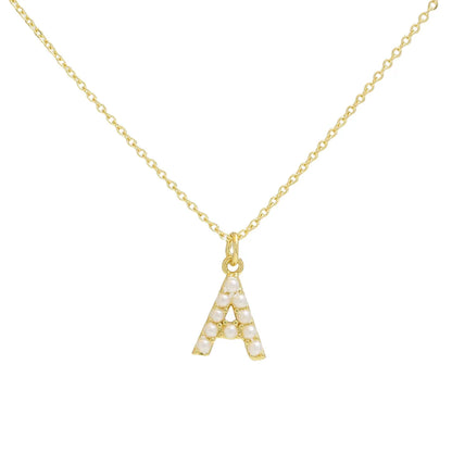 Imitation Pearl Brass 18K Gold Plated Simple Style Classic Style Plating Letter Pendant Necklace