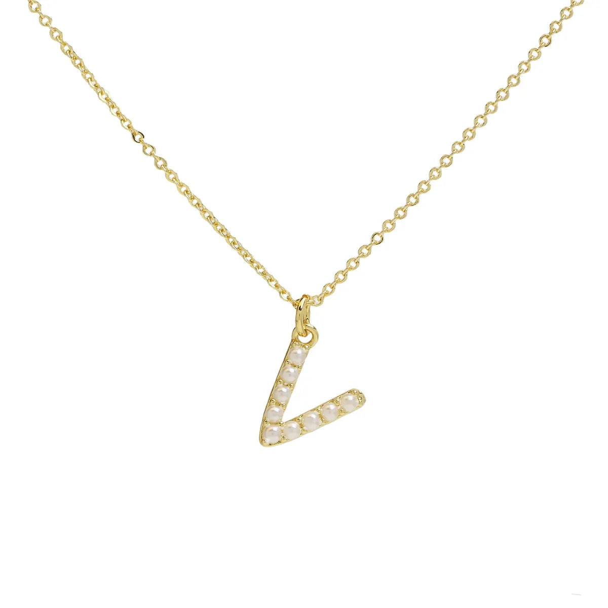 Imitation Pearl Brass 18K Gold Plated Simple Style Classic Style Plating Letter Pendant Necklace