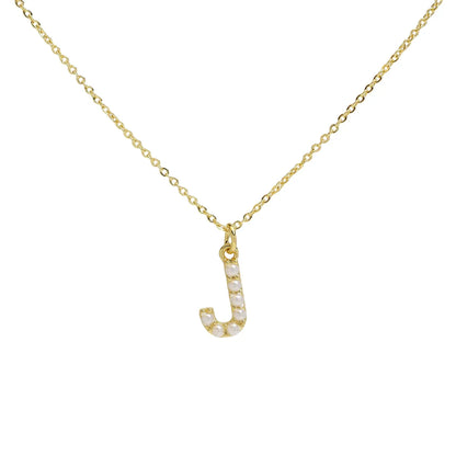 Imitation Pearl Brass 18K Gold Plated Simple Style Classic Style Plating Letter Pendant Necklace