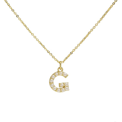 Imitation Pearl Brass 18K Gold Plated Simple Style Classic Style Plating Letter Pendant Necklace