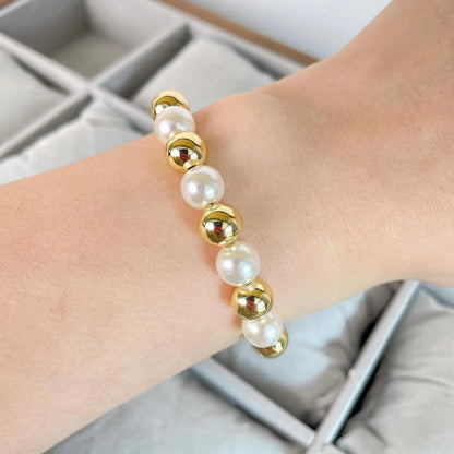 Imitation Pearl Copper Simple Style Geometric Bracelets