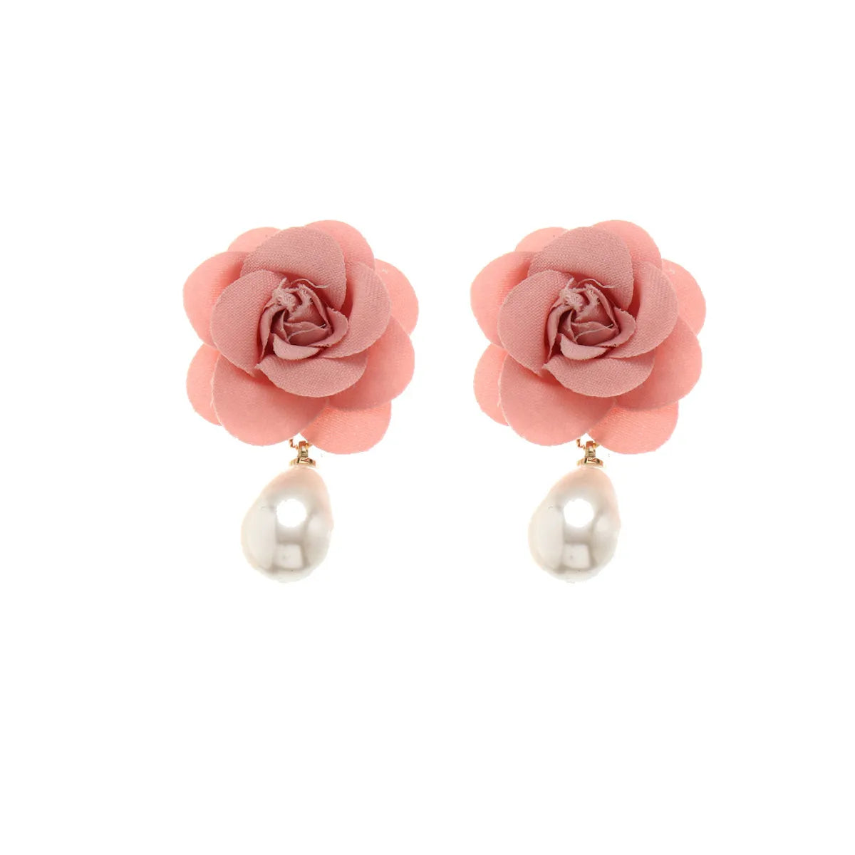 Imitation Pearl Earrings Fashion Cloth Flower Earrings Women