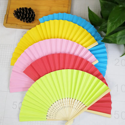 Simple Single-Sided Solid Color Candy Color Diy Paper Fan 1 Pieces