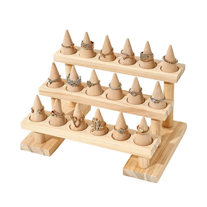 Simple Style Solid Color Solid Wood Jewelry Rack