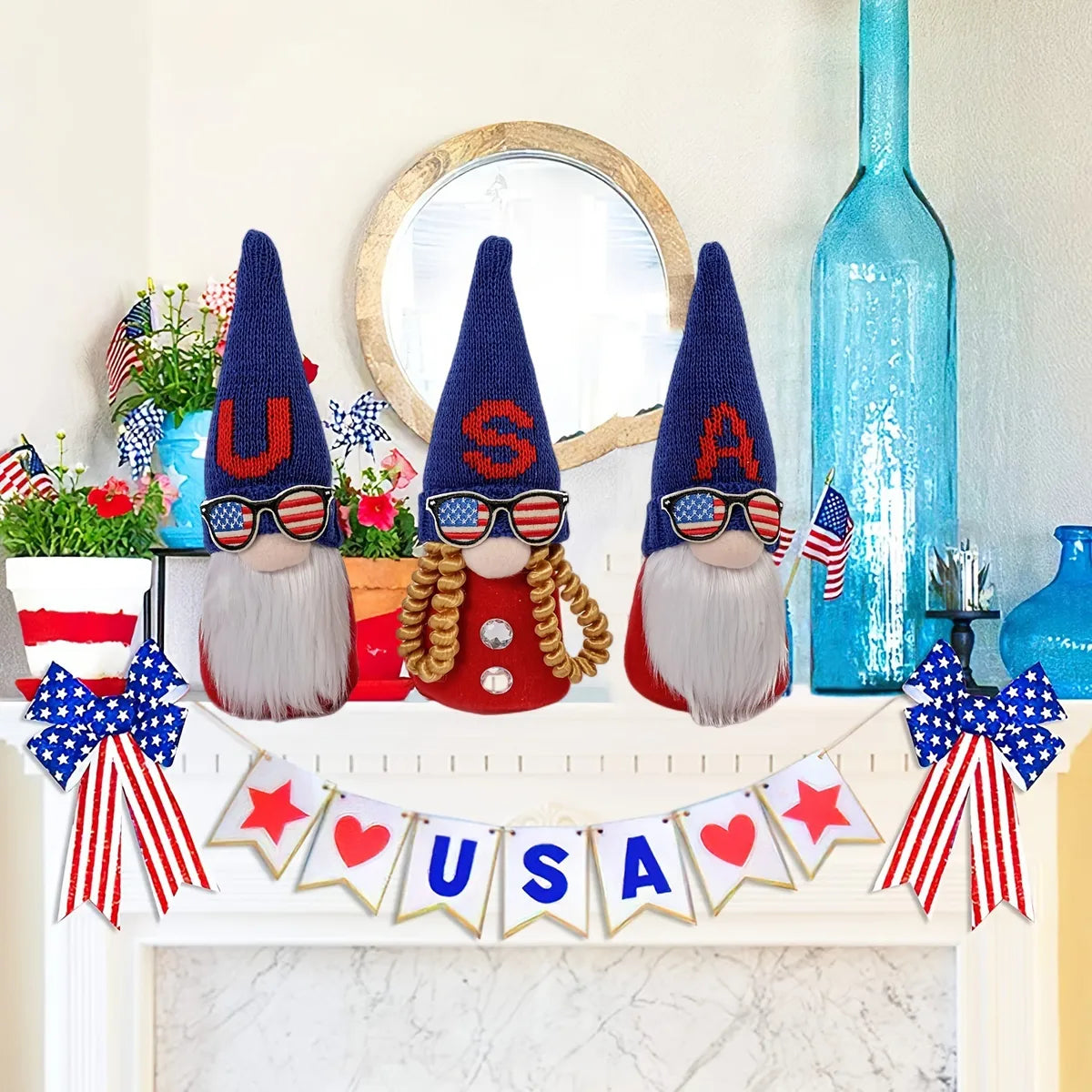 Independence Day American National Day IG Style Modern Style Doll Letter American Flag Cloth Polyester Party Festival Ornaments