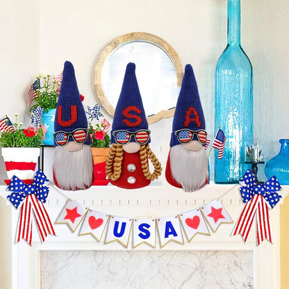 Independence Day American National Day IG Style Modern Style Doll Letter American Flag Cloth Polyester Party Festival Ornaments