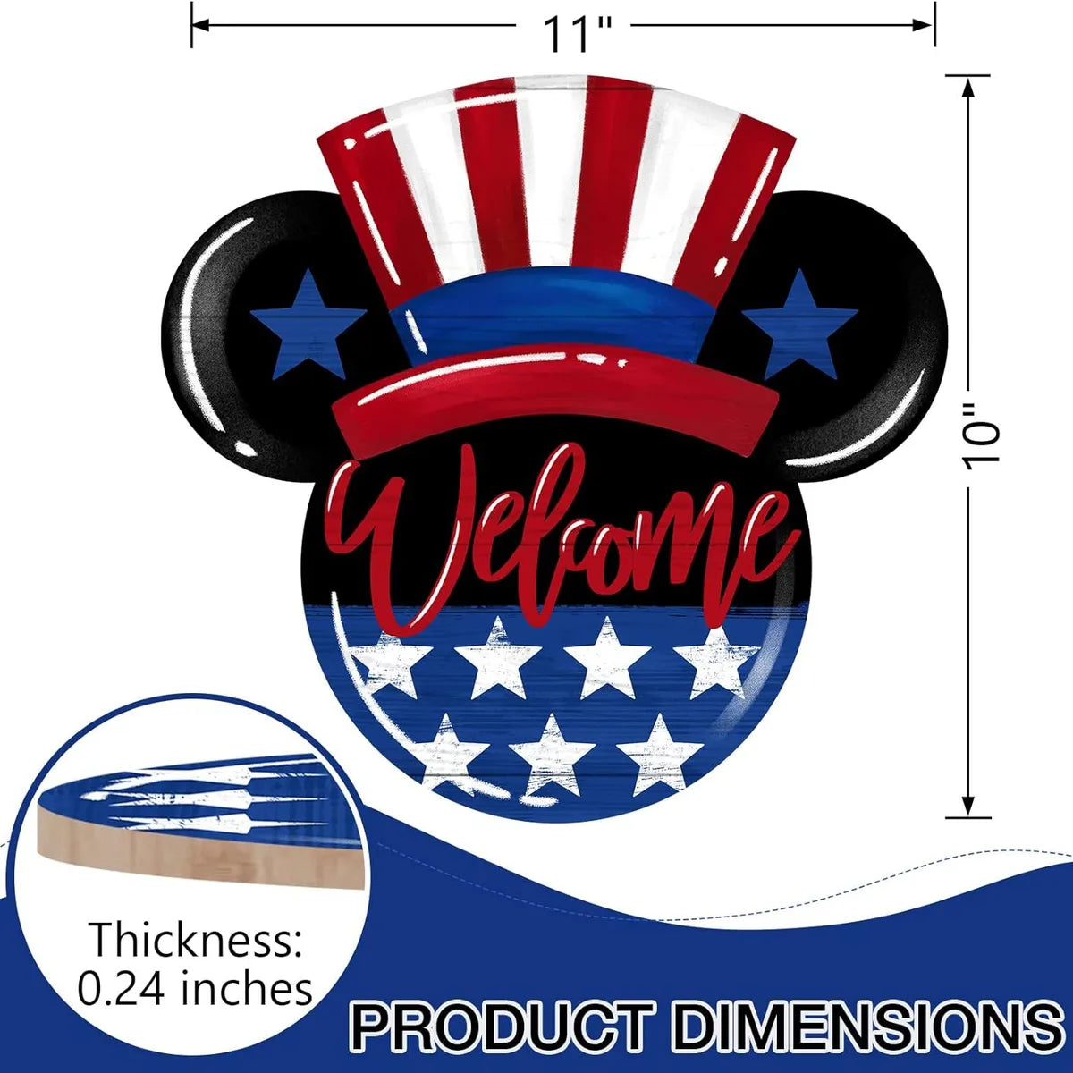 Independence Day Retro Classic Style American Flag Wood Indoor Festival