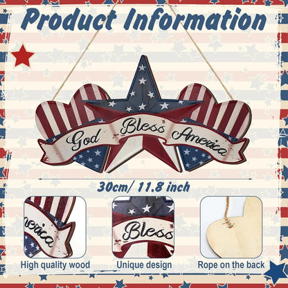 Independence Day Retro Classic Style American Flag Wood Indoor Festival