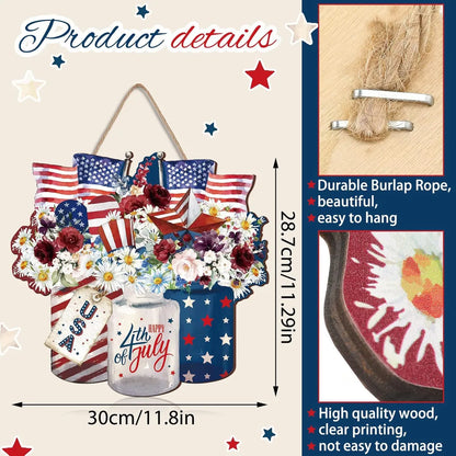 Independence Day Retro Classic Style American Flag Wood Indoor Festival