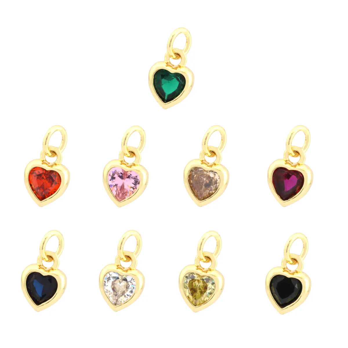 Inlaid Color Zircon Love Heart-Shaped Necklace Bracelet Pendant Diy Decorative Pendant Handmade Materials Semi-Finished Products Wholesale