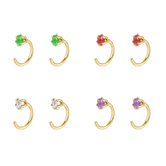 Inlaid Colorful Zircon Earrings Classic Geometric Ear Buckle Personality Wild Earrings