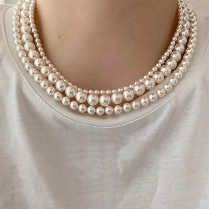 Ins Blogger Light Luxury French Sweet Personality Internet Influencer Pearl Necklace All-Match Niche Clavicle Chain Neck Chain Necklace Female