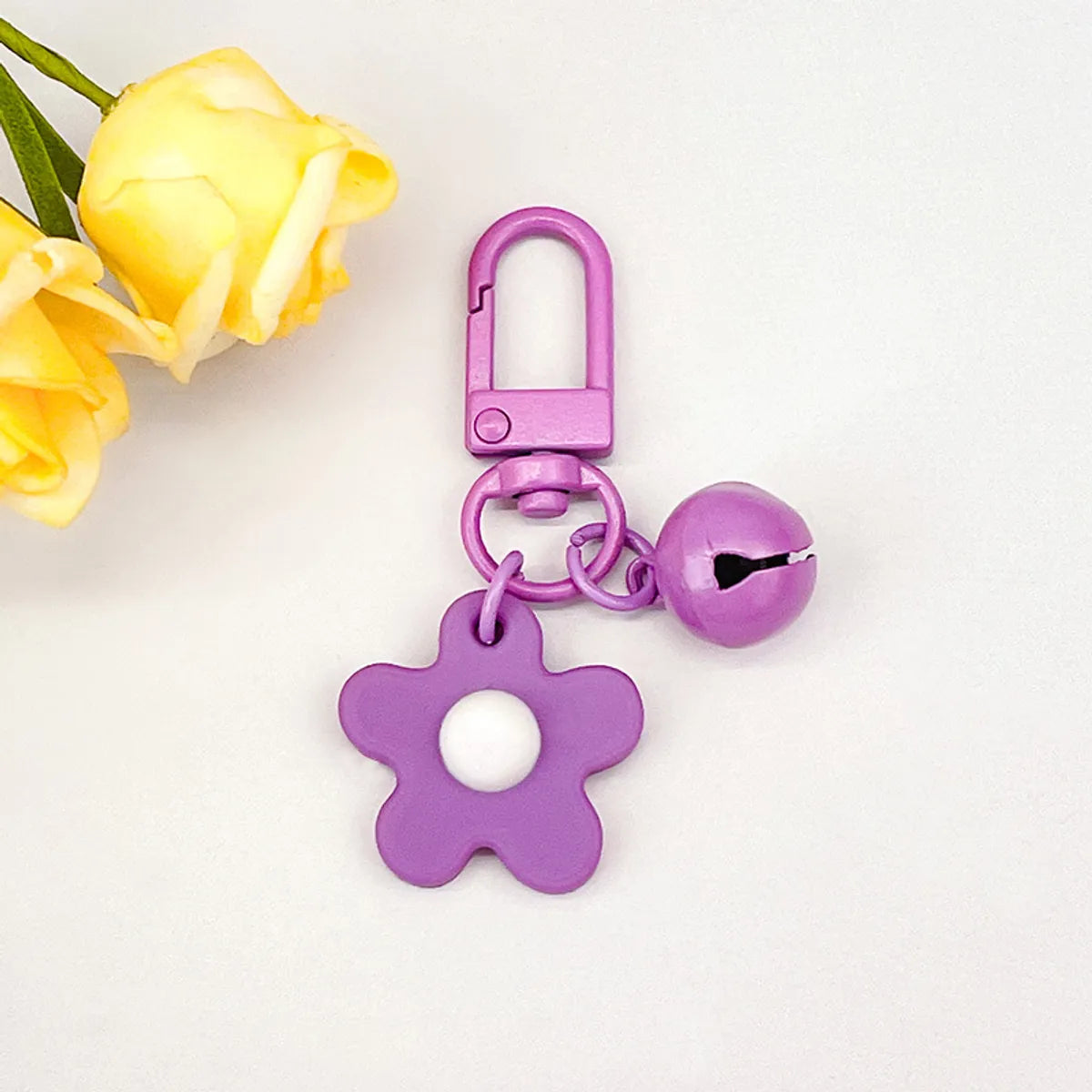 Fresh Colorful Small Flower Bell Keychain Diy Handmade Pendant Girl Heart Bag Door Buckle Cute Ornaments