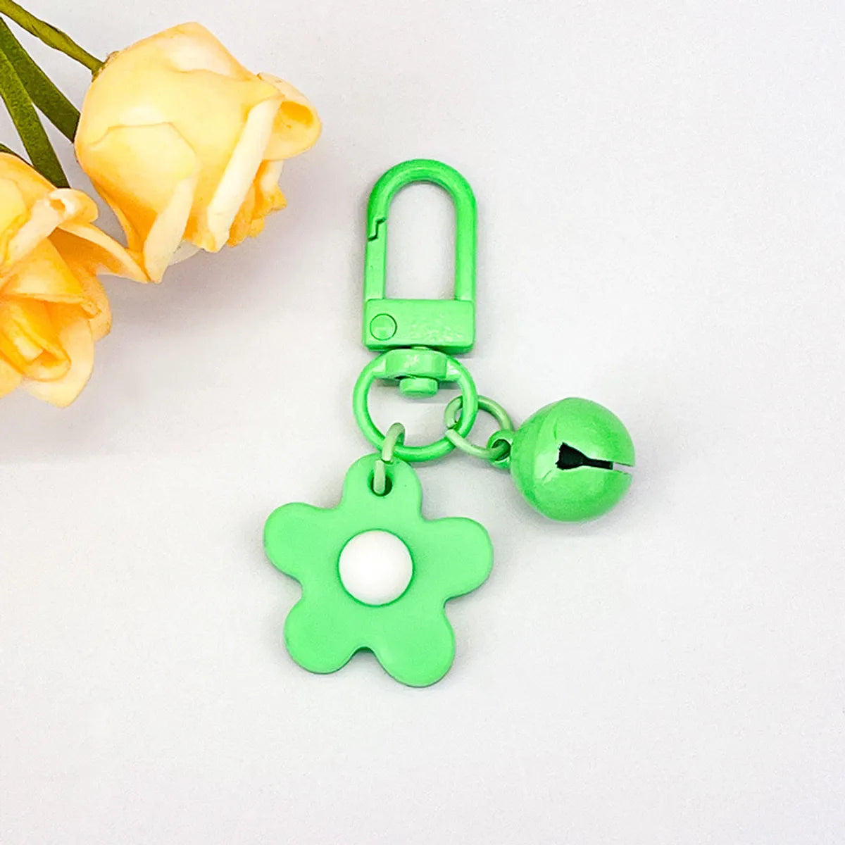 Fresh Colorful Small Flower Bell Keychain Diy Handmade Pendant Girl Heart Bag Door Buckle Cute Ornaments