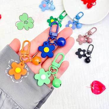 Fresh Colorful Small Flower Bell Keychain Diy Handmade Pendant Girl Heart Bag Door Buckle Cute Ornaments