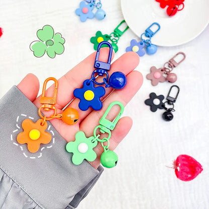 Fresh Colorful Small Flower Bell Keychain Diy Handmade Pendant Girl Heart Bag Door Buckle Cute Ornaments