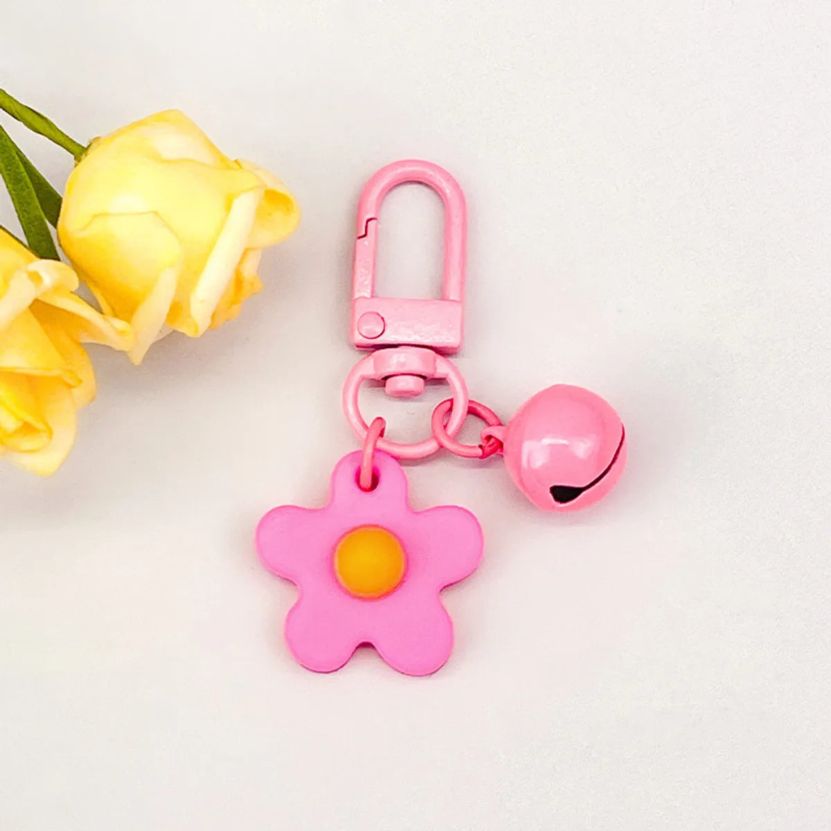 Fresh Colorful Small Flower Bell Keychain Diy Handmade Pendant Girl Heart Bag Door Buckle Cute Ornaments