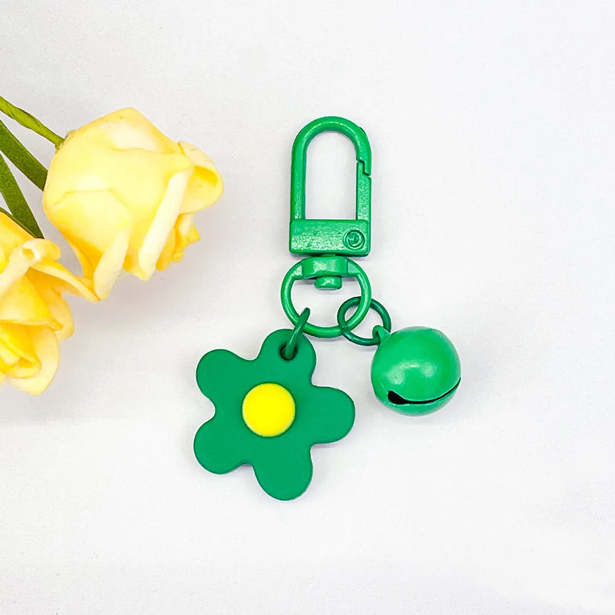 Fresh Colorful Small Flower Bell Keychain Diy Handmade Pendant Girl Heart Bag Door Buckle Cute Ornaments