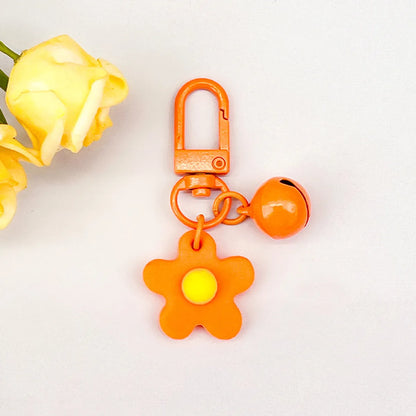 Fresh Colorful Small Flower Bell Keychain Diy Handmade Pendant Girl Heart Bag Door Buckle Cute Ornaments