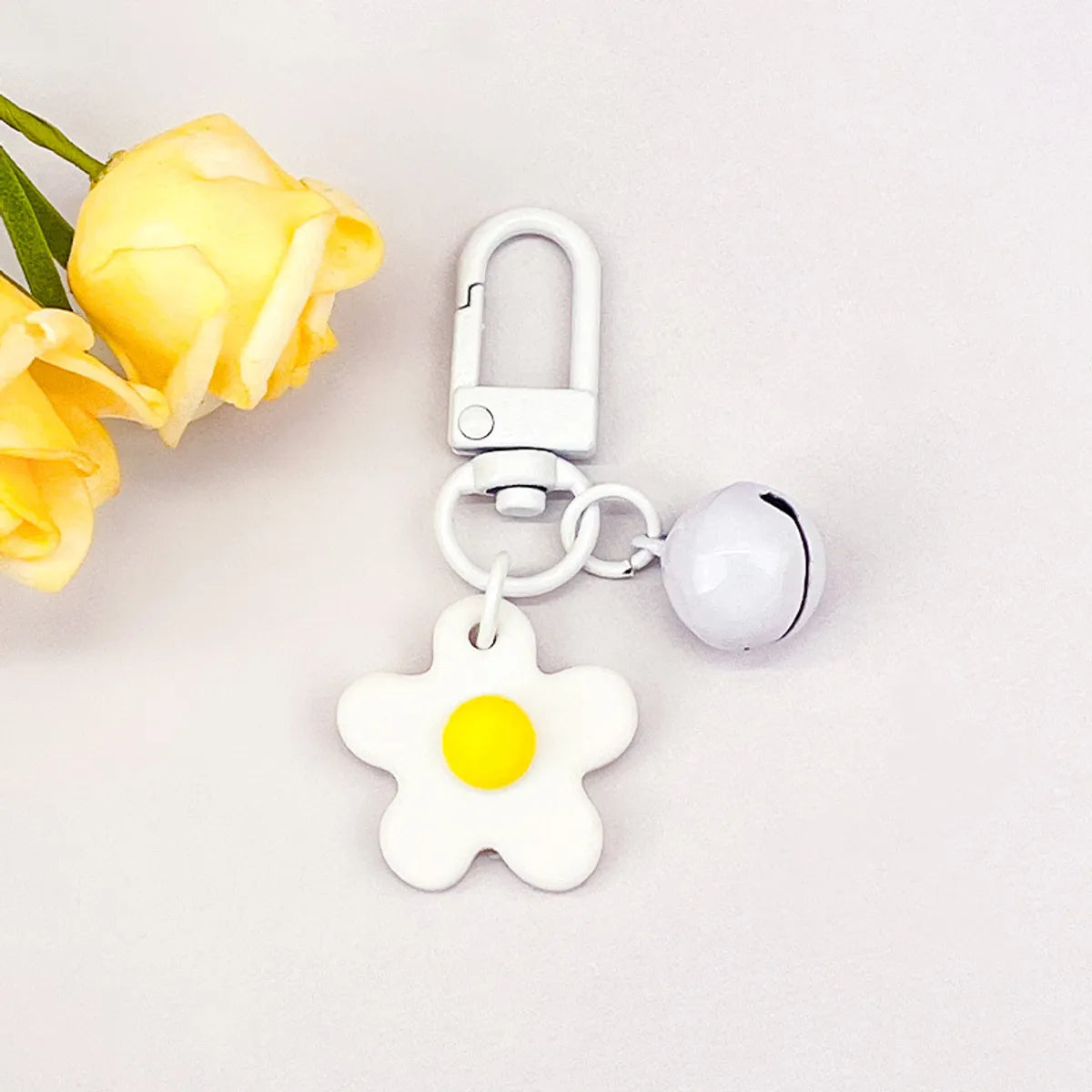 Fresh Colorful Small Flower Bell Keychain Diy Handmade Pendant Girl Heart Bag Door Buckle Cute Ornaments