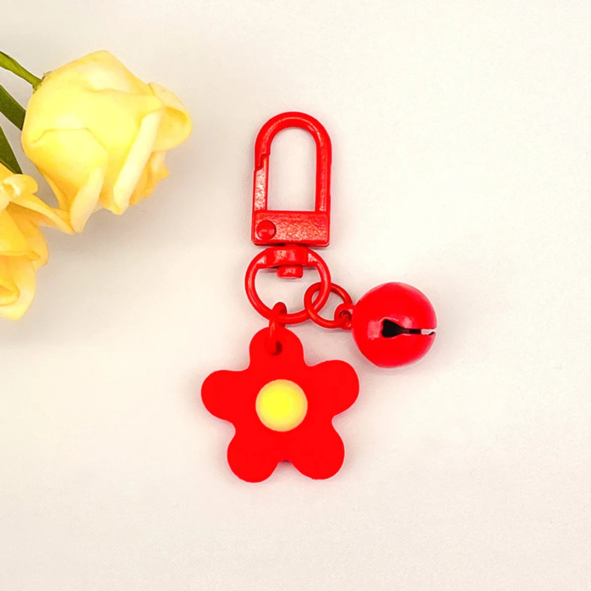 Fresh Colorful Small Flower Bell Keychain Diy Handmade Pendant Girl Heart Bag Door Buckle Cute Ornaments