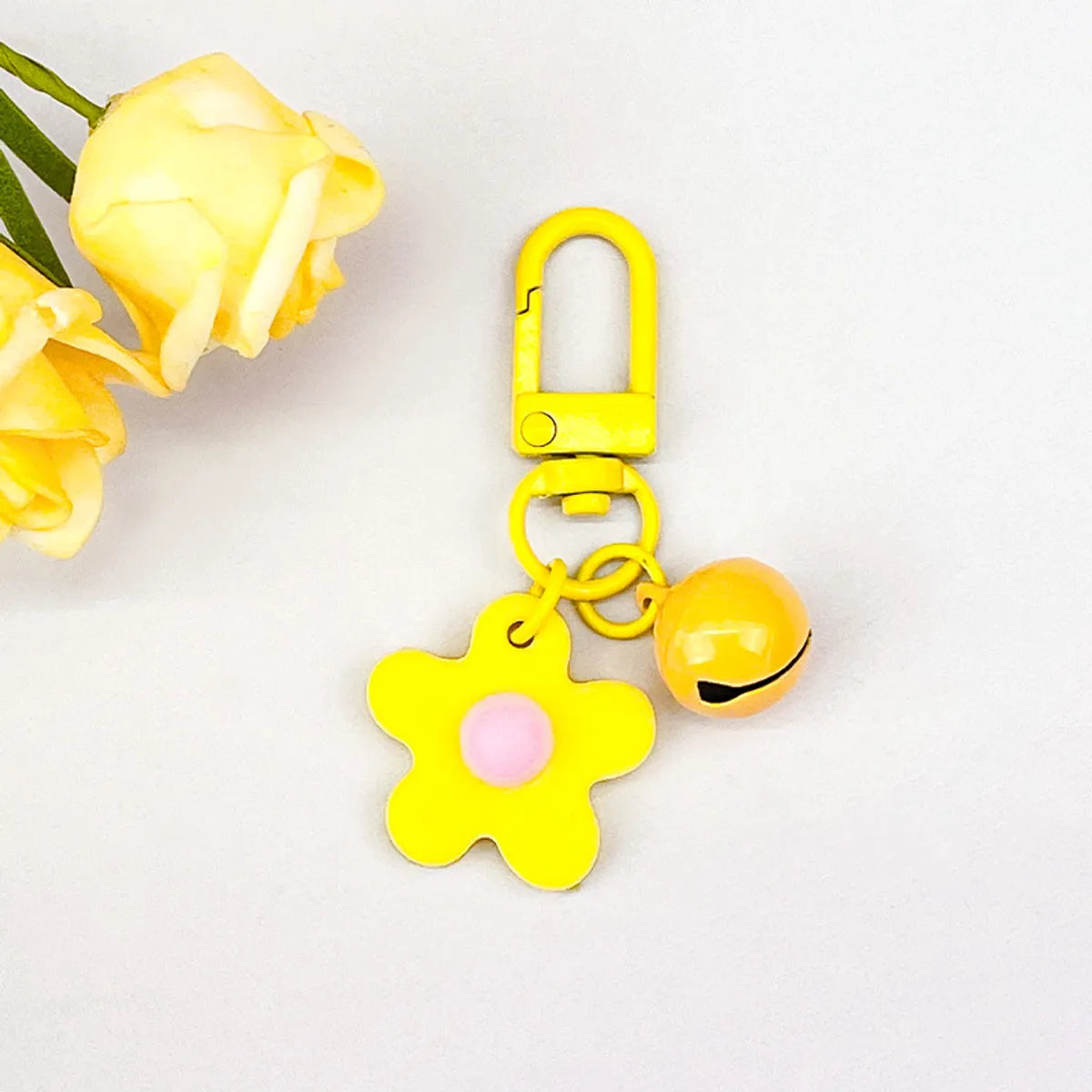 Fresh Colorful Small Flower Bell Keychain Diy Handmade Pendant Girl Heart Bag Door Buckle Cute Ornaments