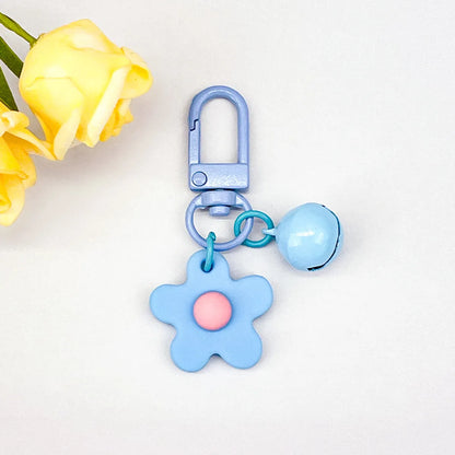 Fresh Colorful Small Flower Bell Keychain Diy Handmade Pendant Girl Heart Bag Door Buckle Cute Ornaments