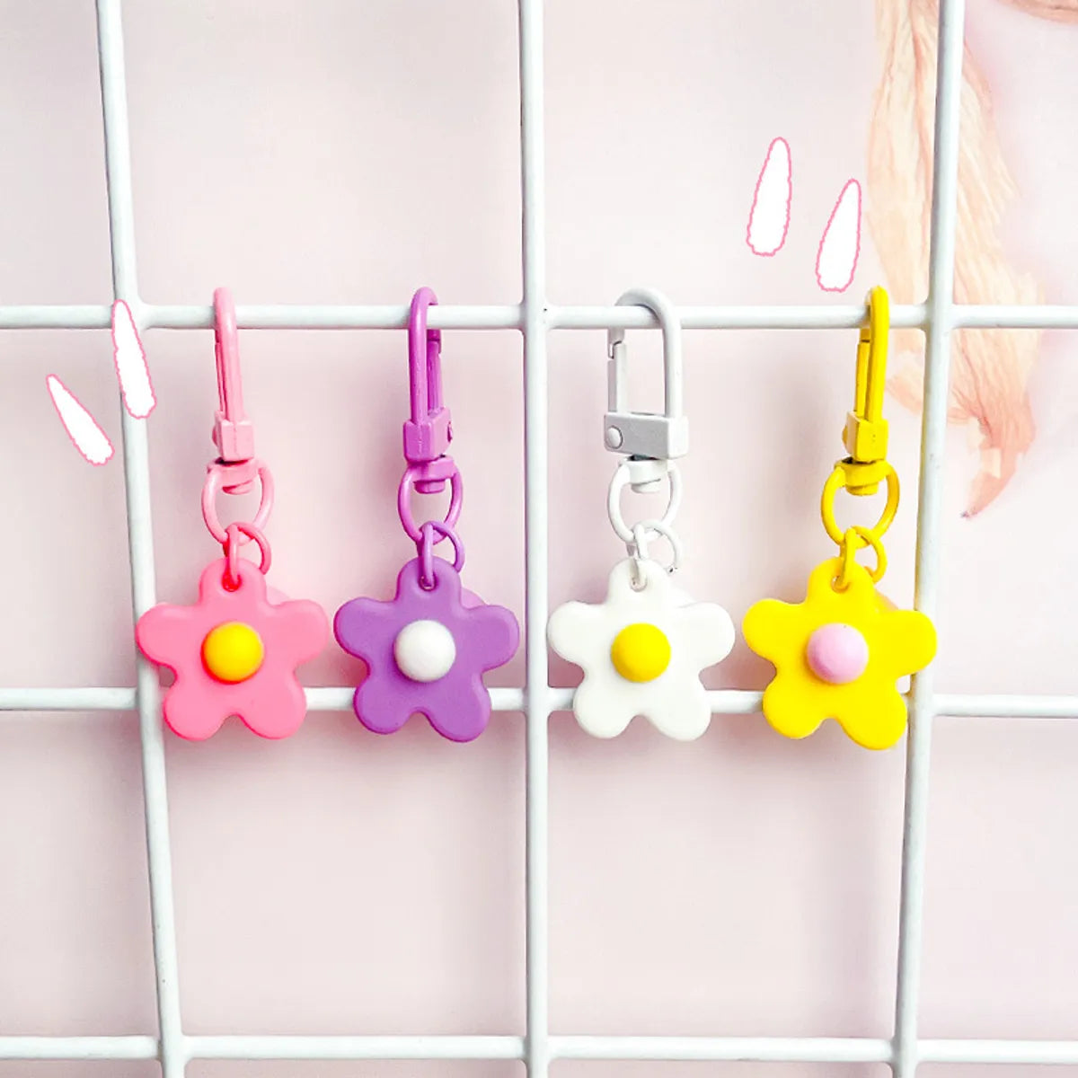 Fresh Colorful Small Flower Bell Keychain Diy Handmade Pendant Girl Heart Bag Door Buckle Cute Ornaments