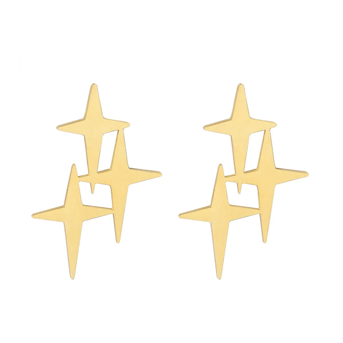 Ins Light Luxury Niche Temperament Exaggerated Cross Star Titanium Steel Plated 18k Gold Earrings