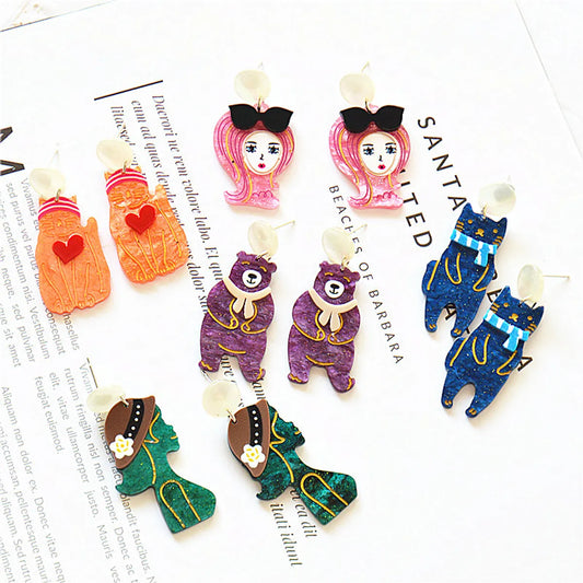 Ins Style Cartoon Character Bear Arylic Women'S Drop Earrings 1 Pair