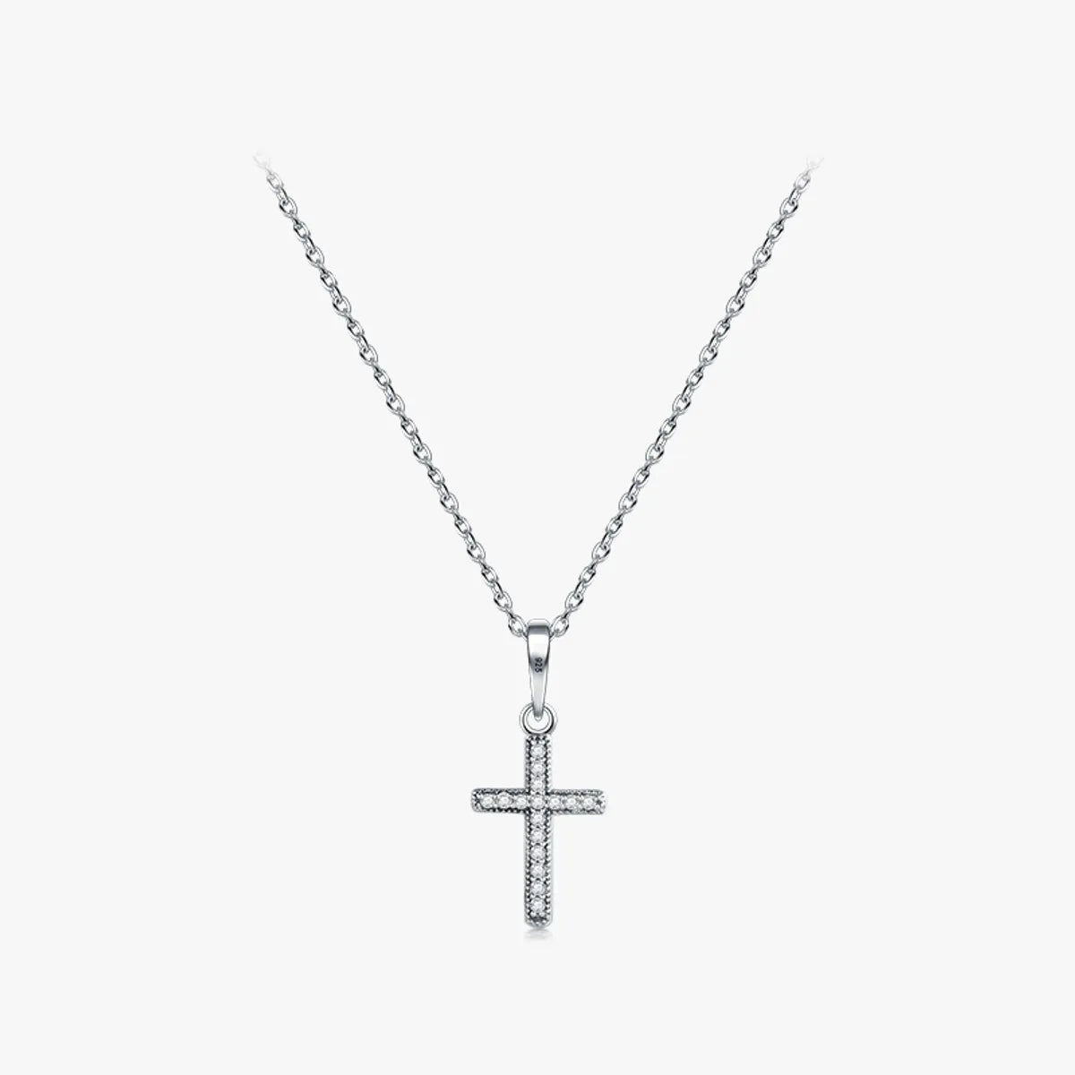 Ins Style Casual Cross Sterling Silver Inlay Zircon Pendant Necklace