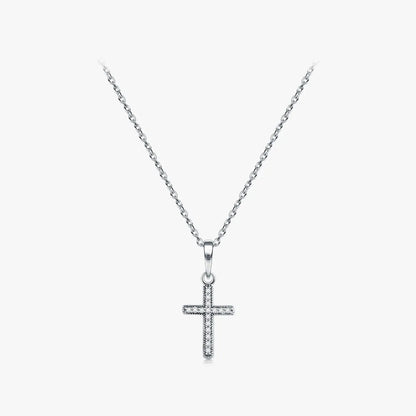 Ins Style Casual Cross Sterling Silver Inlay Zircon Pendant Necklace