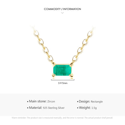 Ins Style Casual Rectangle Sterling Silver Plating Inlay Gem 14k Gold Plated Rhodium Plated Necklace