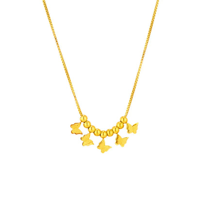 Ins Style Casual Tree Butterfly Daisy Titanium Steel Plating 18k Gold Plated Pendant Necklace