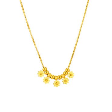 Ins Style Casual Tree Butterfly Daisy Titanium Steel Plating 18k Gold Plated Pendant Necklace