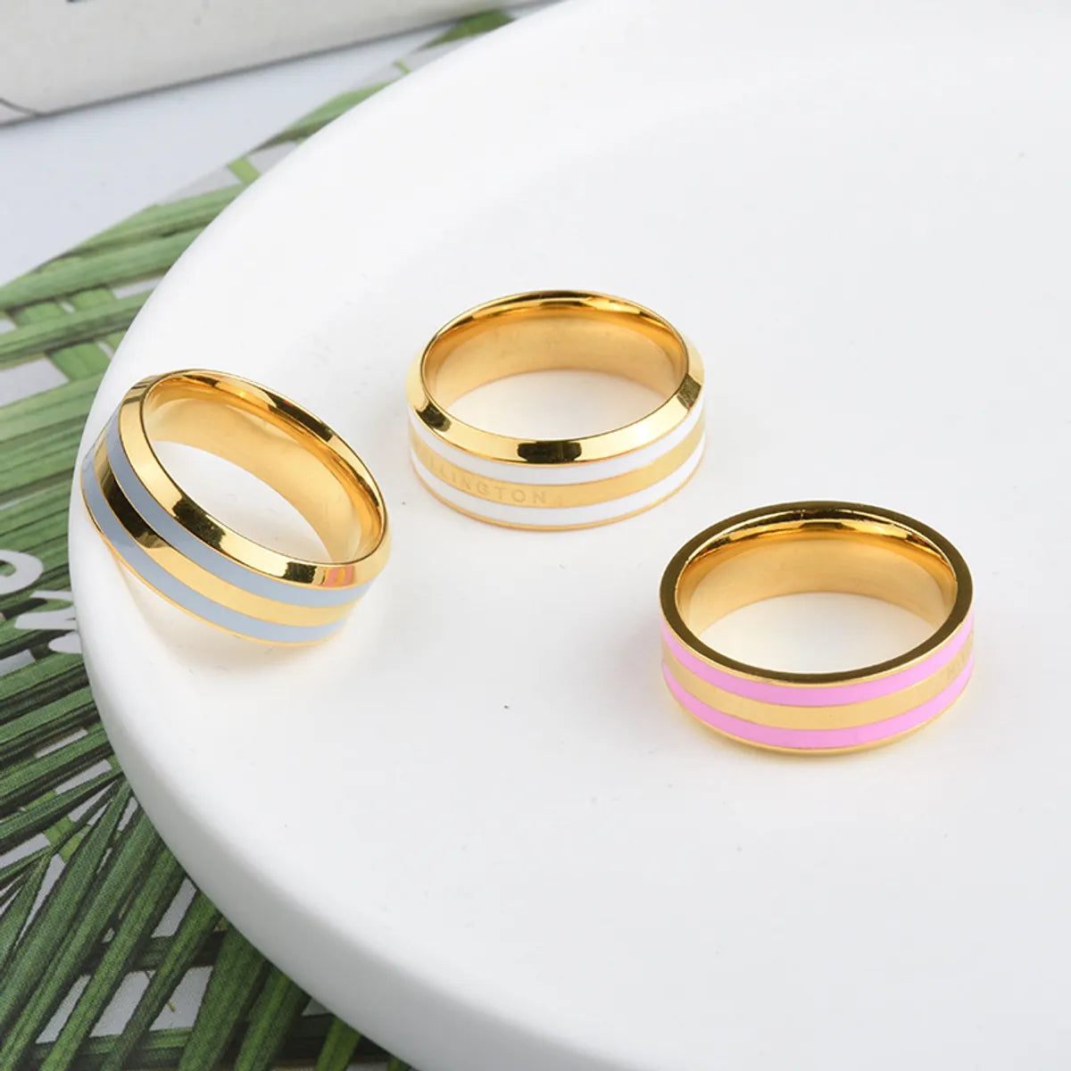 Ins Style Circle Titanium Steel Plating Rings