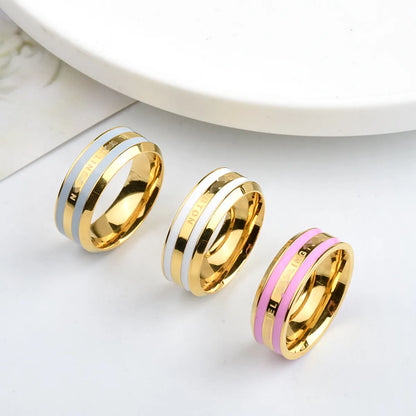 Ins Style Circle Titanium Steel Plating Rings