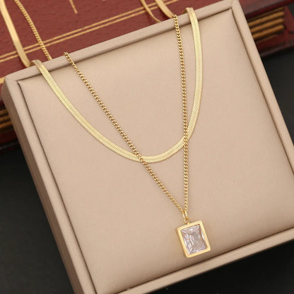 Ins Style Commute Round Rectangle Stainless Steel Plating Inlay Crystal Shell Bracelets Earrings Necklace