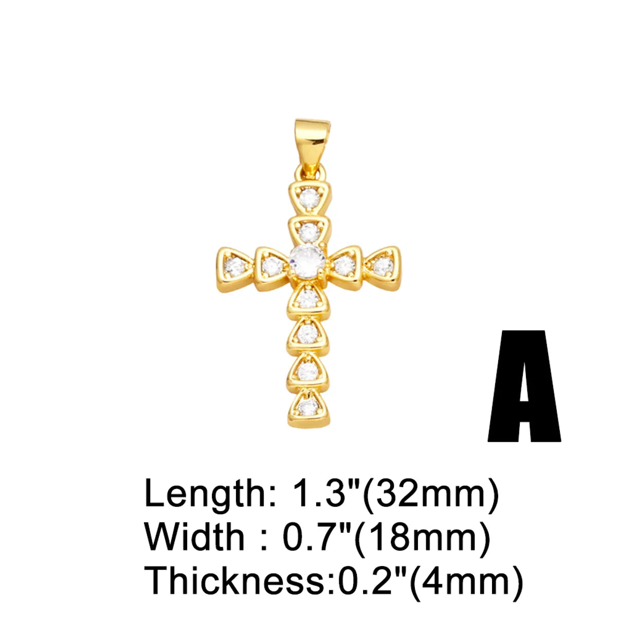 Ins Style Cross Copper Plating Inlay Zircon 18k Gold Plated Pendants Jewelry Accessories