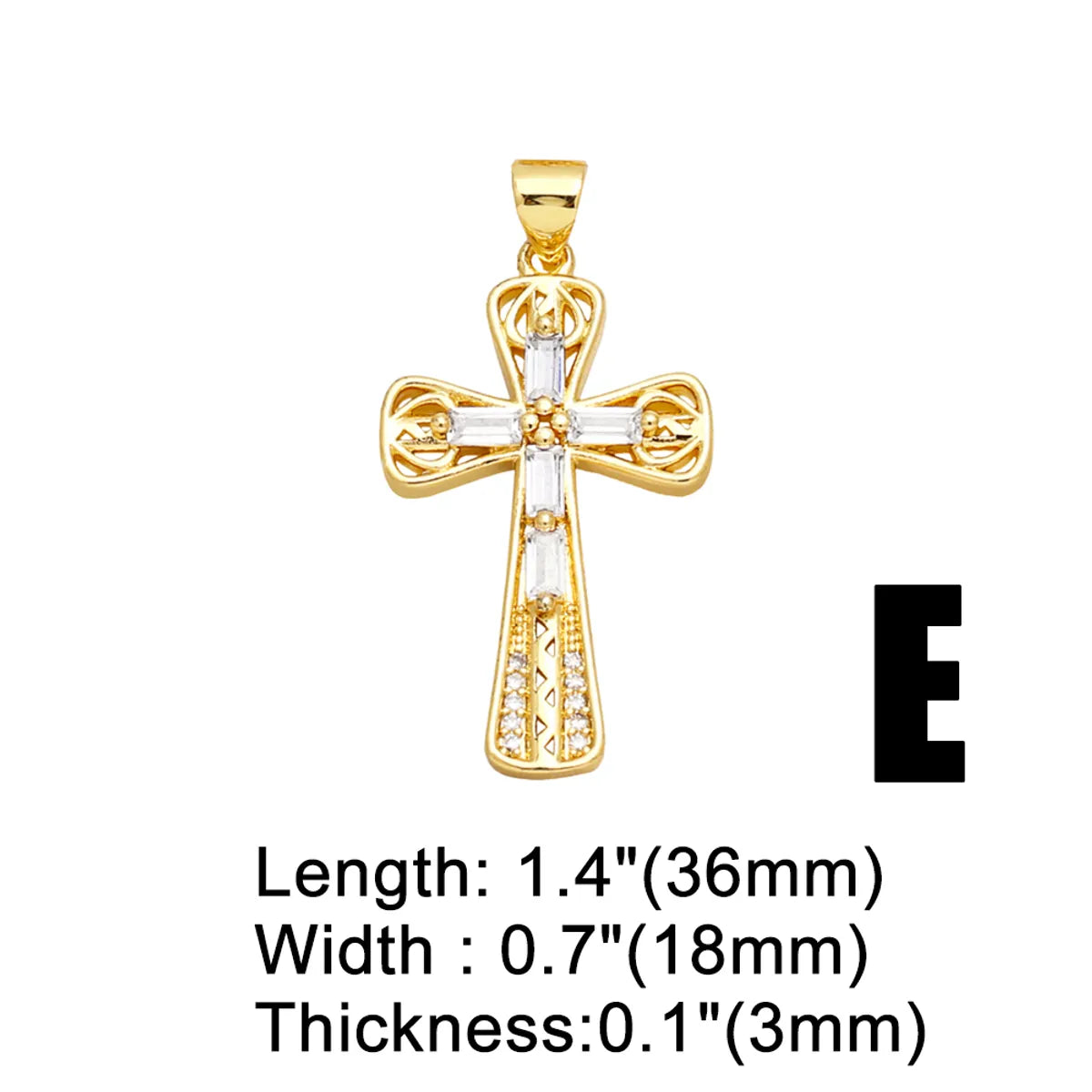 Ins Style Cross Copper Plating Inlay Zircon 18k Gold Plated Pendants Jewelry Accessories