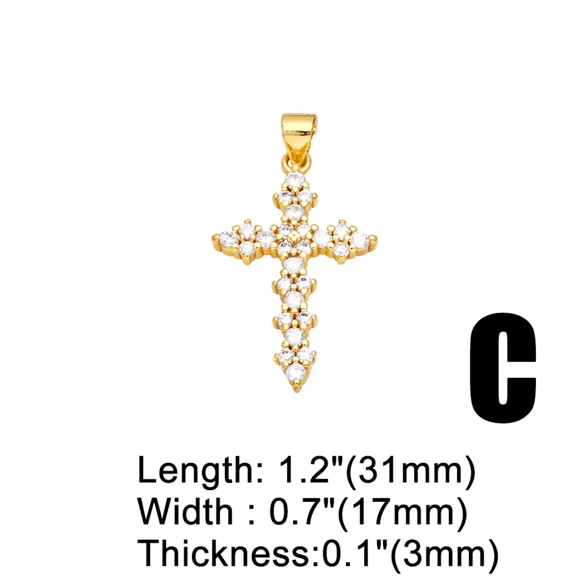 Ins Style Cross Copper Plating Inlay Zircon 18k Gold Plated Pendants Jewelry Accessories