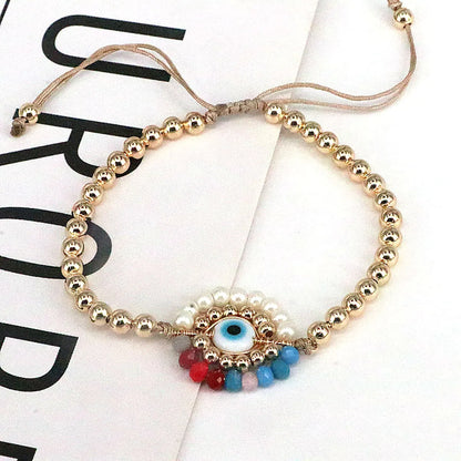 Ins Style Devil's Eye Glass Pearl Plating Women's Bracelets 1 Piece