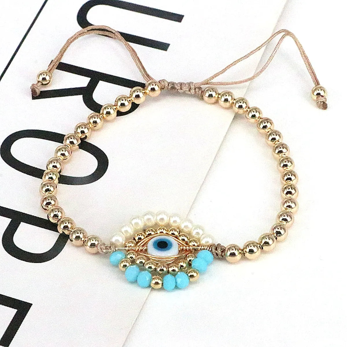 Ins Style Devil's Eye Glass Pearl Plating Women's Bracelets 1 Piece