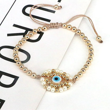 Ins Style Devil's Eye Glass Pearl Plating Women's Bracelets 1 Piece