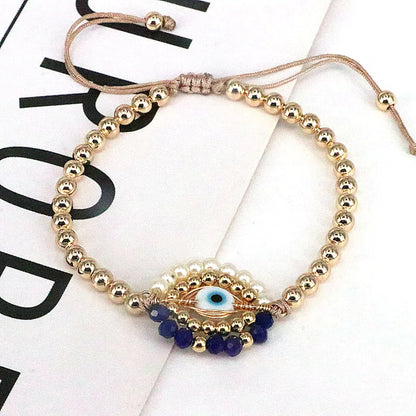 Ins Style Devil's Eye Glass Pearl Plating Women's Bracelets 1 Piece