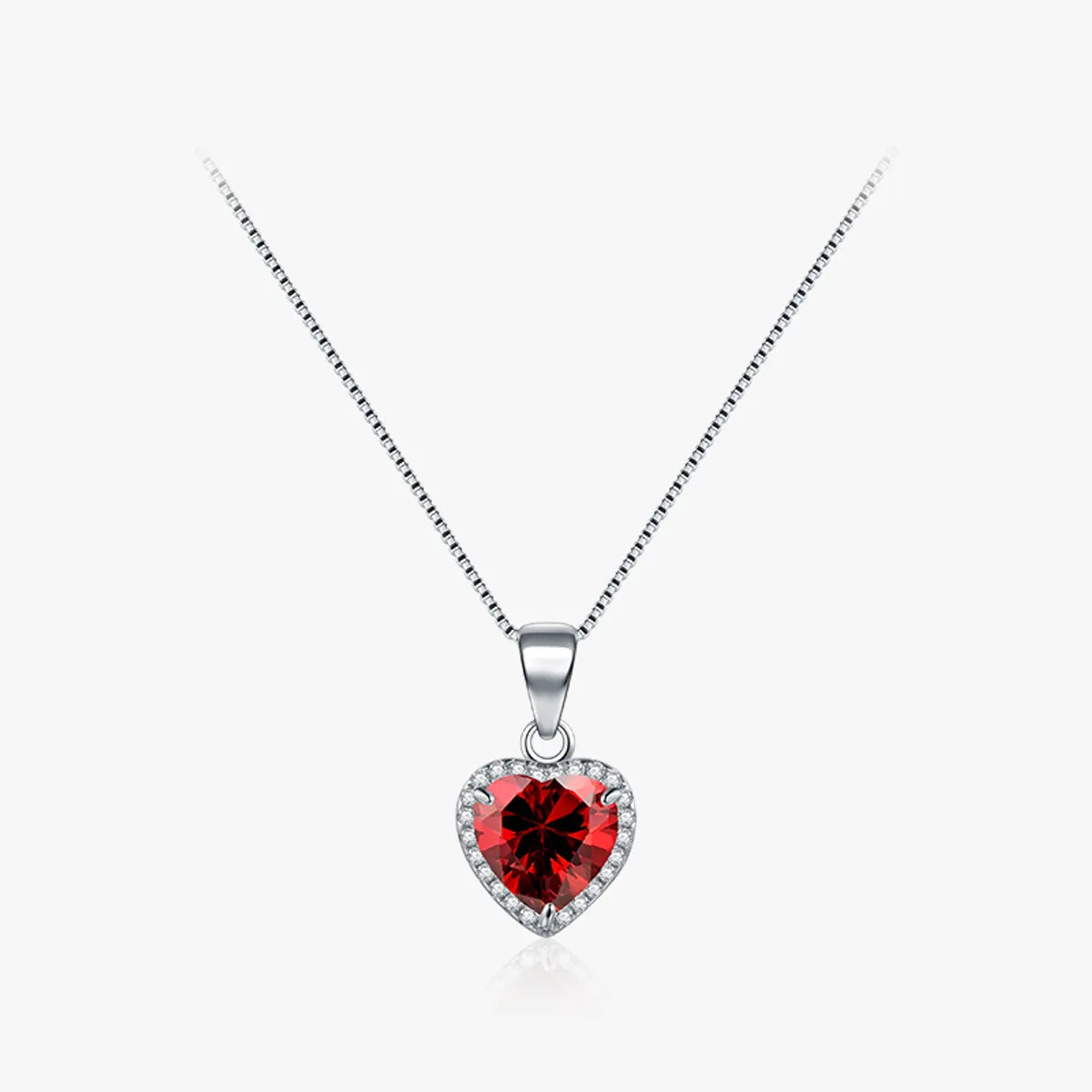 Ins Style Elegant Heart Shape Sterling Silver Plating Inlay Zircon Rhodium Plated Pendant Necklace