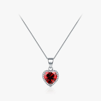 Ins Style Elegant Heart Shape Sterling Silver Plating Inlay Zircon Rhodium Plated Pendant Necklace