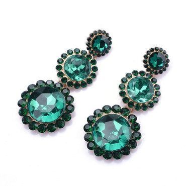 Ins Style Elegant Round Alloy Plating Inlay Glass Stone Women'S Earrings